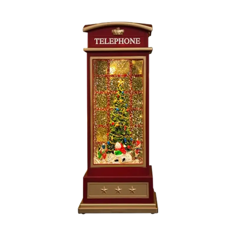 Rotating Telephone Booth Christmas Music Box