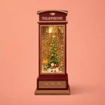 Rotating Telephone Booth Christmas Music Box